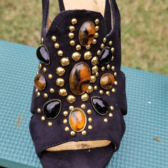 VINTAGE Carlos Santa Black Suede Stilettos' - Picture 3 of 13